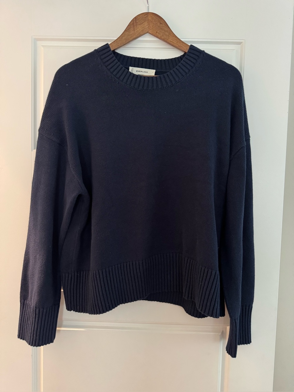 Everlane 100% Cotton Navy Ribbed Crewneck Sweater